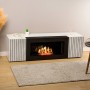 Тумба под ТВ с биокамином SteelHeat IMOLA IMPULSE 140 см (корпус белый / фасады серый бетон)