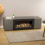 Тумба под ТВ с биокамином SteelHeat LIVORNO IMPULSE 140 см (корпус графит / фасады гротто гранит)