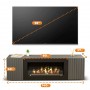 Тумба под ТВ с биокамином SteelHeat LIVORNO IMPULSE 140 см (корпус графит / фасады гротто гранит)