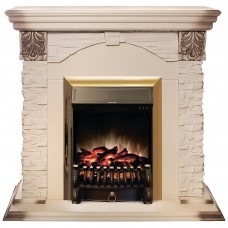 Электрокамин Dublin Lux WT с очагом Fobos Lux Brass Электрокамин Dublin Lux WT с очагом Fobos Lux Brass