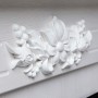 Каминокомплект OTTAWA/ОТТАВА Белый фактурный с золотой патиной с очагом Электроочаг MAJESTIC LUX RC/МАДЖЕСТИК С ПУЛЬТОМ