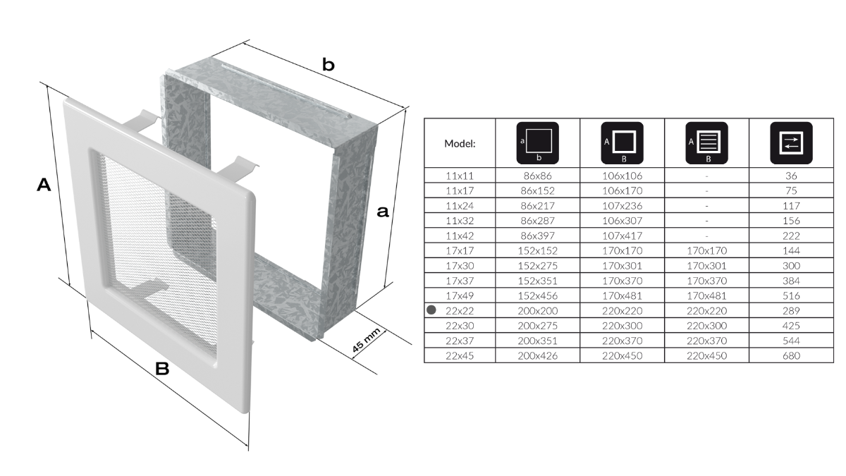 Каминная вентрешётка с жалюзи Kratki 22x22 позолота